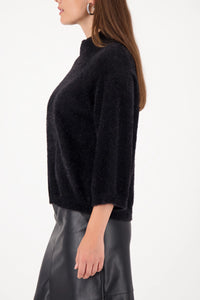 Monari Fluffy Sweater With Lurex in Black 809495