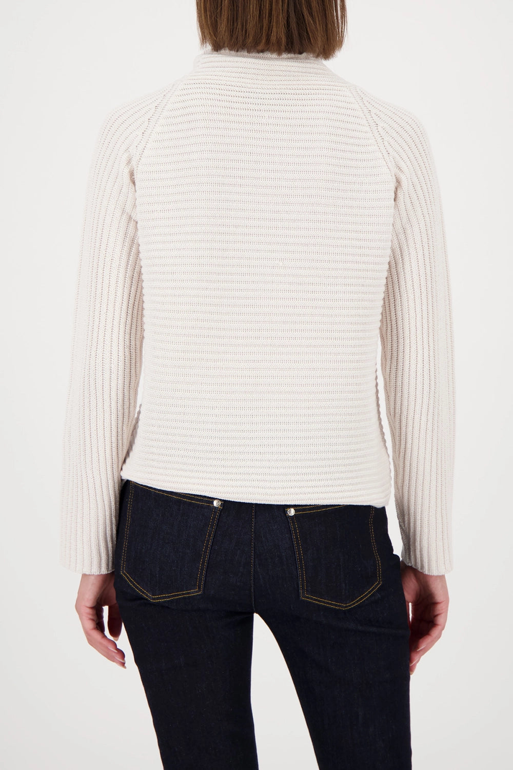 Monari Knitted Jumper With Stand-Up Collar in Almond 809512