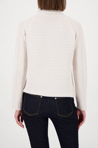 Monari Knitted Jumper With Stand-Up Collar in Almond 809512