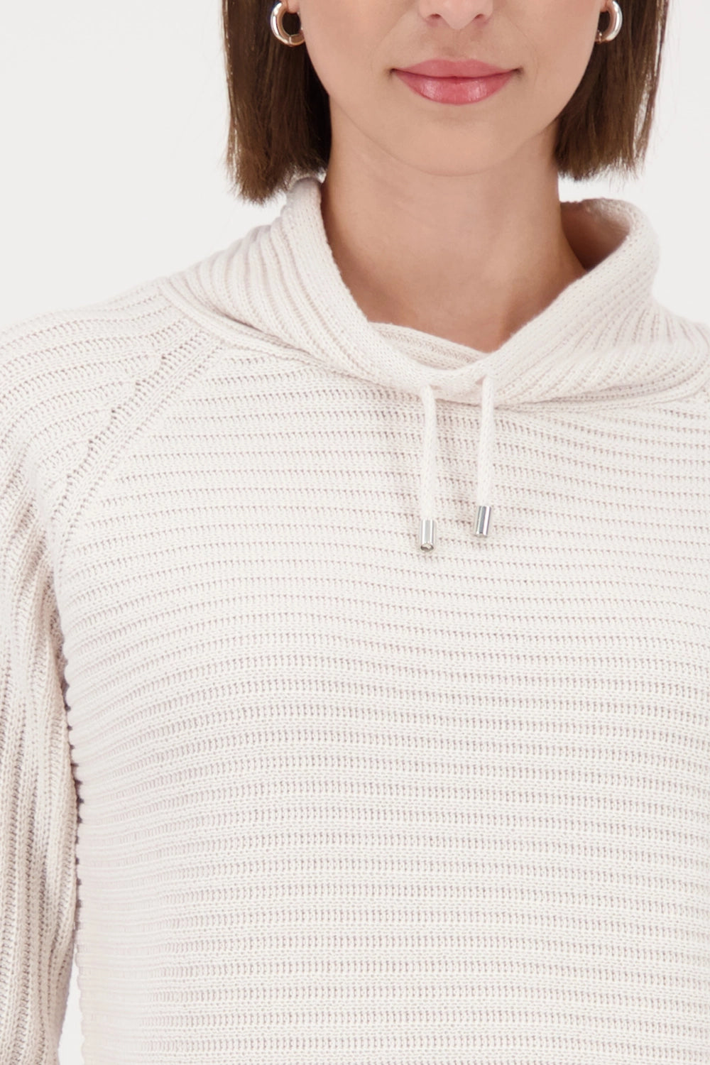 Monari Knitted Jumper With Stand-Up Collar in Almond 809512