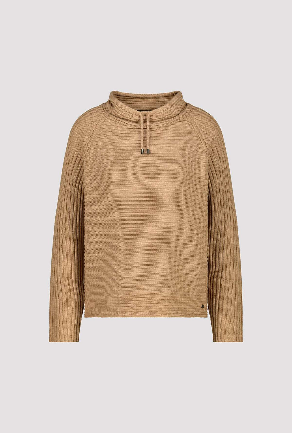 Monari Knitted Jumper With Stand-Up Collar in Cognac 809512