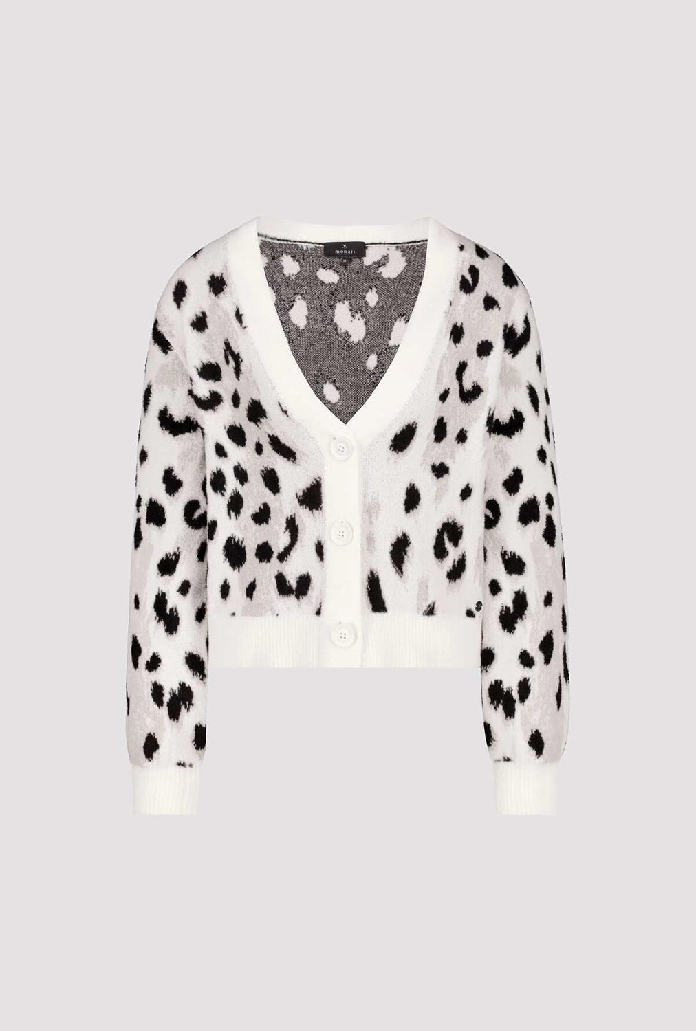 Monari Fluffy Cardigan With Leopard Pattern in Off-White Pattern 809524
