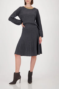 Monari Pleated Skirt in Anthra Melange 809536