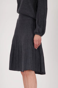 Monari Pleated Skirt in Anthra Melange 809536