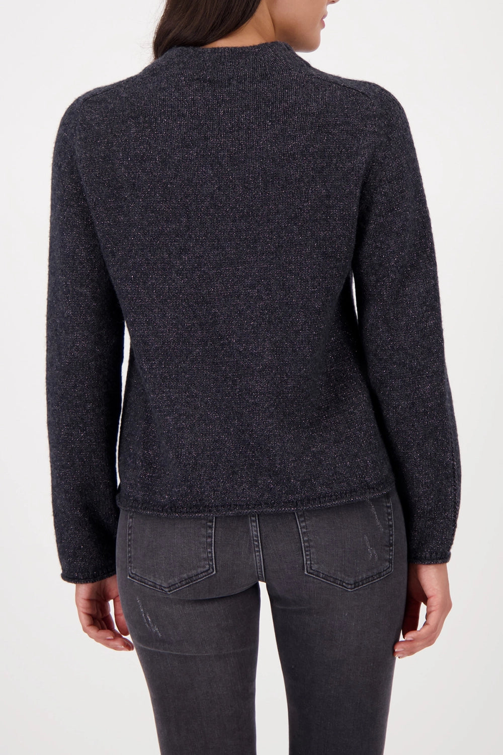 Monari Knitted Sweater With Lurex in Anthra Melange 809549