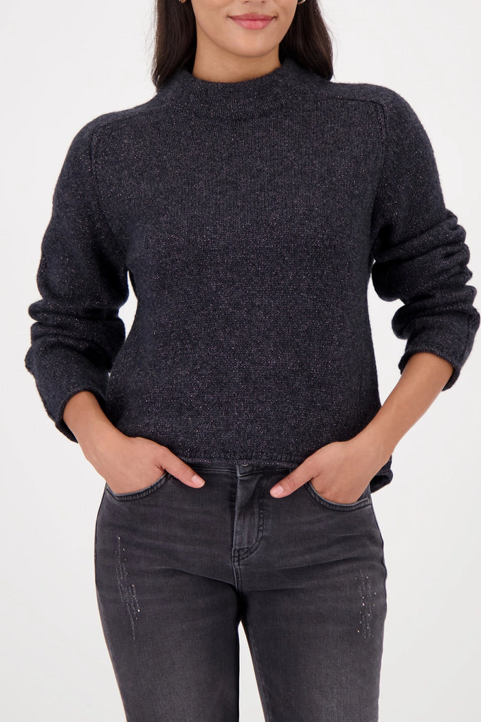 Monari Knitted Sweater With Lurex in Anthra Melange 809549