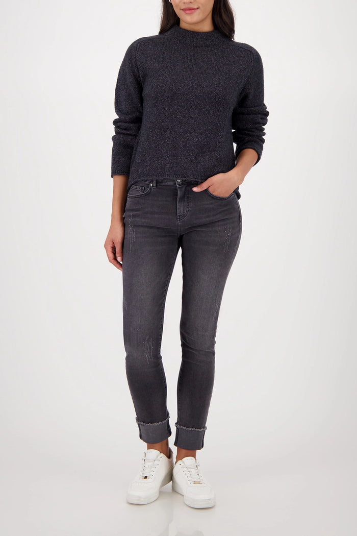 Monari Knitted Sweater With Lurex in Anthra Melange 809549