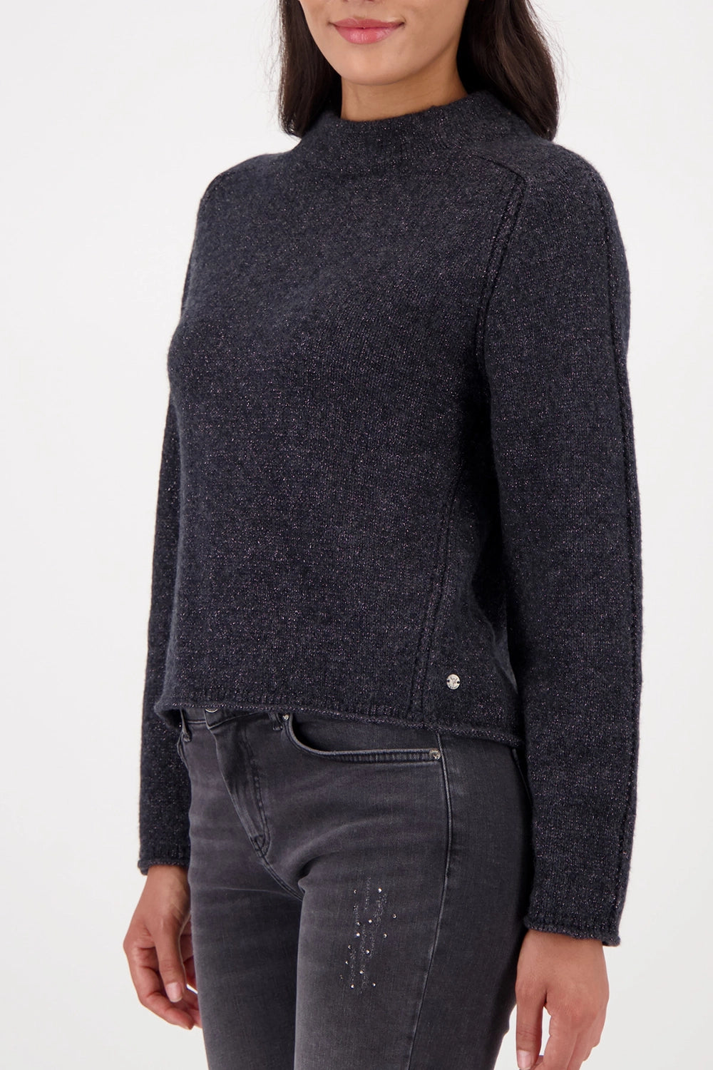 Monari Knitted Sweater With Lurex in Anthra Melange 809549