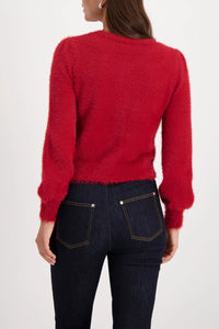 Monari Fluffy Cardigan in Chimney Red 809569