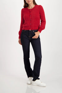 Monari Fluffy Cardigan in Chimney Red 809569