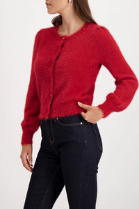 Monari Fluffy Cardigan in Chimney Red 809569