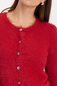 Monari Fluffy Cardigan in Chimney Red 809569