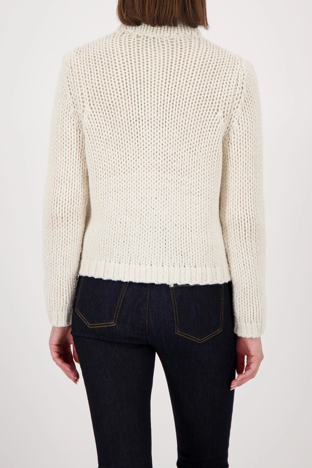 Monari Coarsely Knitted Jacket With Snap Buttons in Almond 809570