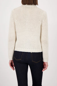 Monari Coarsely Knitted Jacket With Snap Buttons in Almond 809570