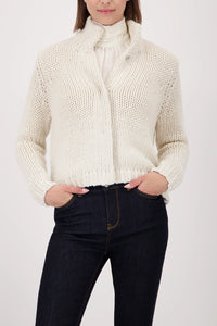 Monari Coarsely Knitted Jacket With Snap Buttons in Almond 809570
