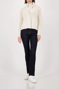 Monari Coarsely Knitted Jacket With Snap Buttons in Almond 809570