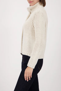 Monari Coarsely Knitted Jacket With Snap Buttons in Almond 809570