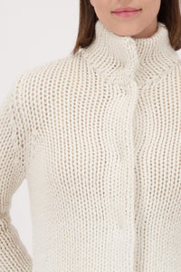 Monari Coarsely Knitted Jacket With Snap Buttons in Almond 809570