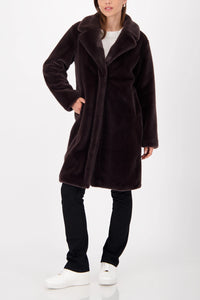 Monari Fluffy Fake Fur Coat in Brownie 809573