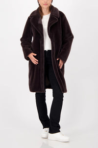 Monari Fluffy Fake Fur Coat in Brownie 809573