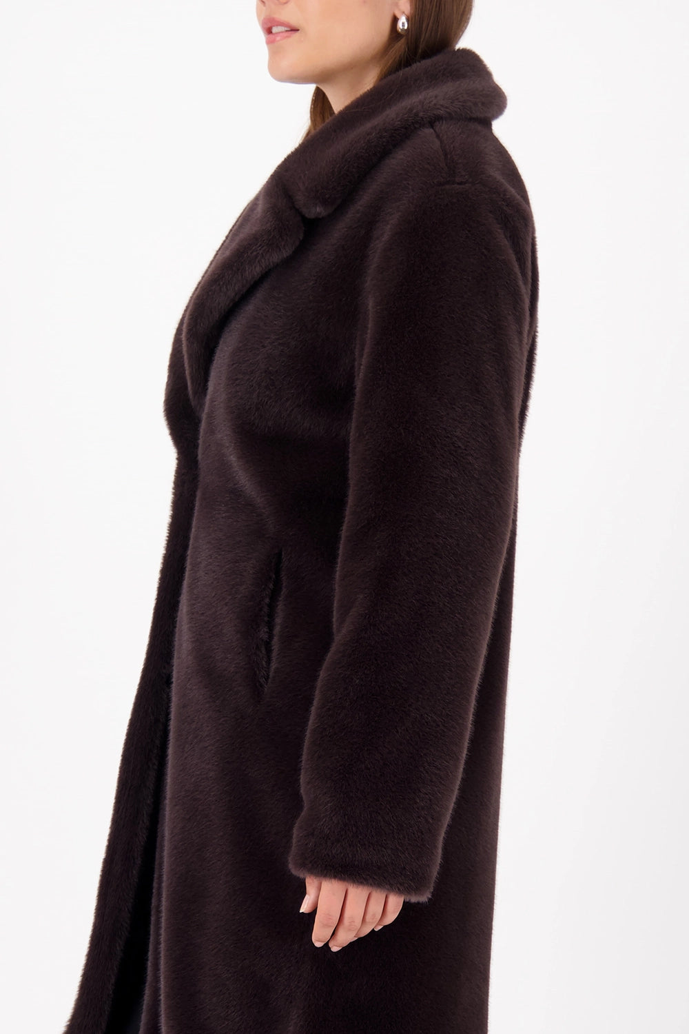 Monari Fluffy Fake Fur Coat in Brownie 809573