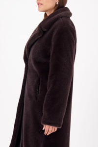 Monari Fluffy Fake Fur Coat in Brownie 809573
