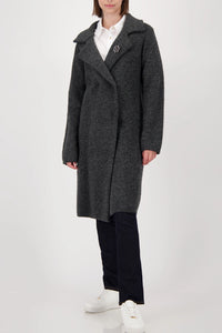 Monari Knitted Cardigan With Brooch in Anthra Melange 809608