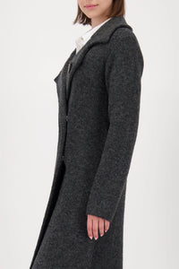 Monari Knitted Cardigan With Brooch in Anthra Melange 809608