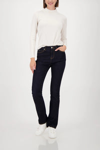 Monari Basic-Knitted Sweater With Stand-Up Collar in Almond 809613