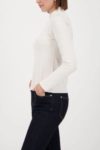 Monari Basic-Knitted Sweater With Stand-Up Collar in Almond 809613
