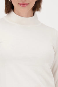 Monari Basic-Knitted Sweater With Stand-Up Collar in Almond 809613