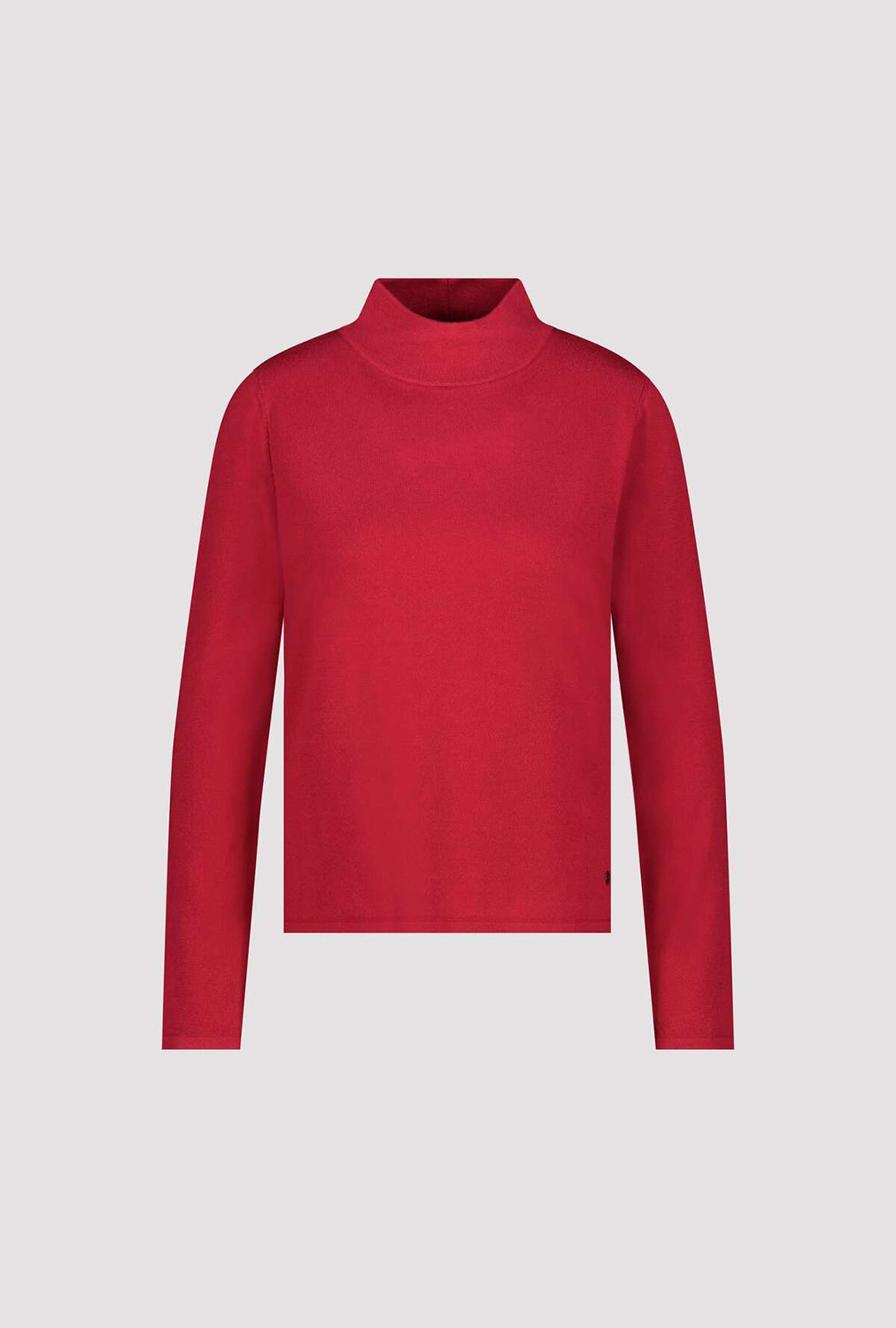 Monari Basic-Knitted Sweater With Stand-Up Collar in Chimney Red 809613