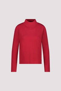 Monari Basic-Knitted Sweater With Stand-Up Collar in Chimney Red 809613