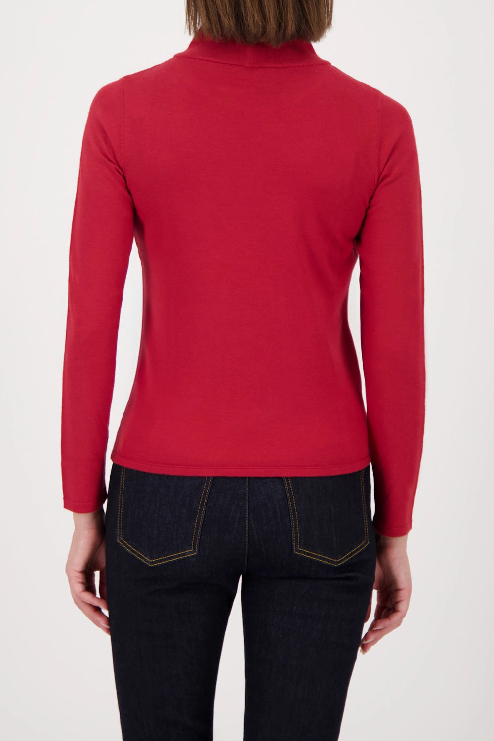 Monari Basic-Knitted Sweater With Stand-Up Collar in Chimney Red 809613