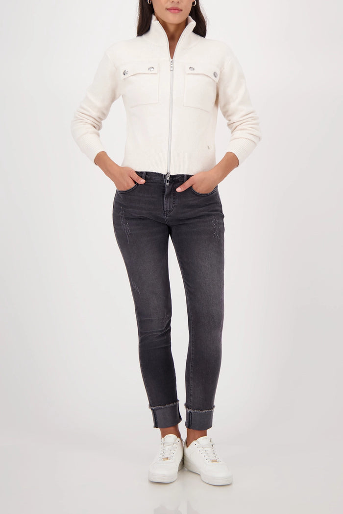 Monari Cardigan With Flap Pockets in Almond 809617