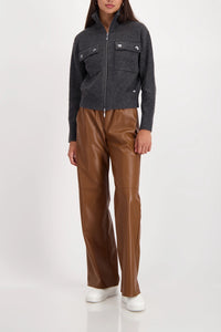 Monari Cardigan With Flap Pockets in Anthra Melange 809617