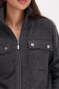 Monari Cardigan With Flap Pockets in Anthra Melange 809617