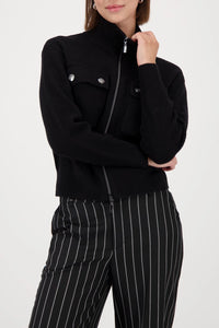 Monari Cardigan With Flap Pockets in Black 809617