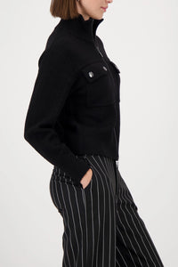 Monari Cardigan With Flap Pockets in Black 809617