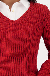 Monari Chenille Jumper in Chimney Red 809618