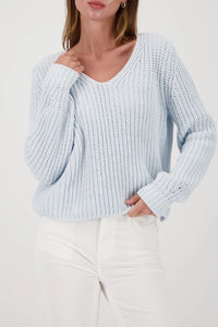 Monari Chenille Jumper in Ice Blue 809618