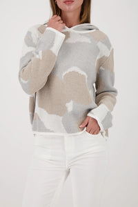 Monari Knit Sweater With Cloud Pattern in Lattemacchiato Pattern 809639