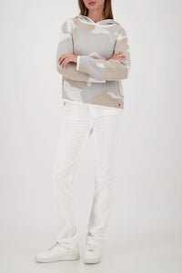Monari Knit Sweater With Cloud Pattern in Lattemacchiato Pattern 809639