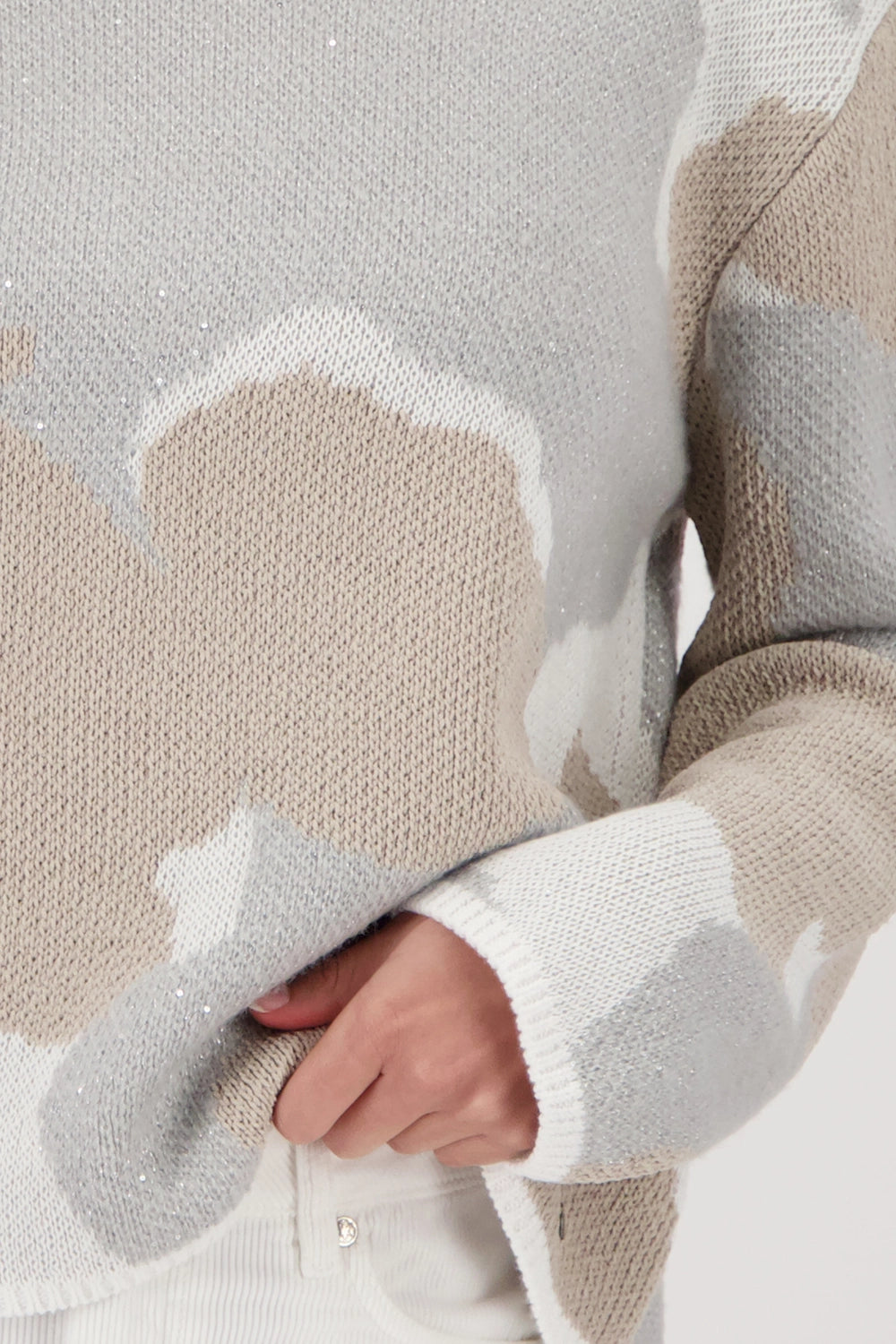 Monari Knit Sweater With Cloud Pattern in Lattemacchiato Pattern 809639