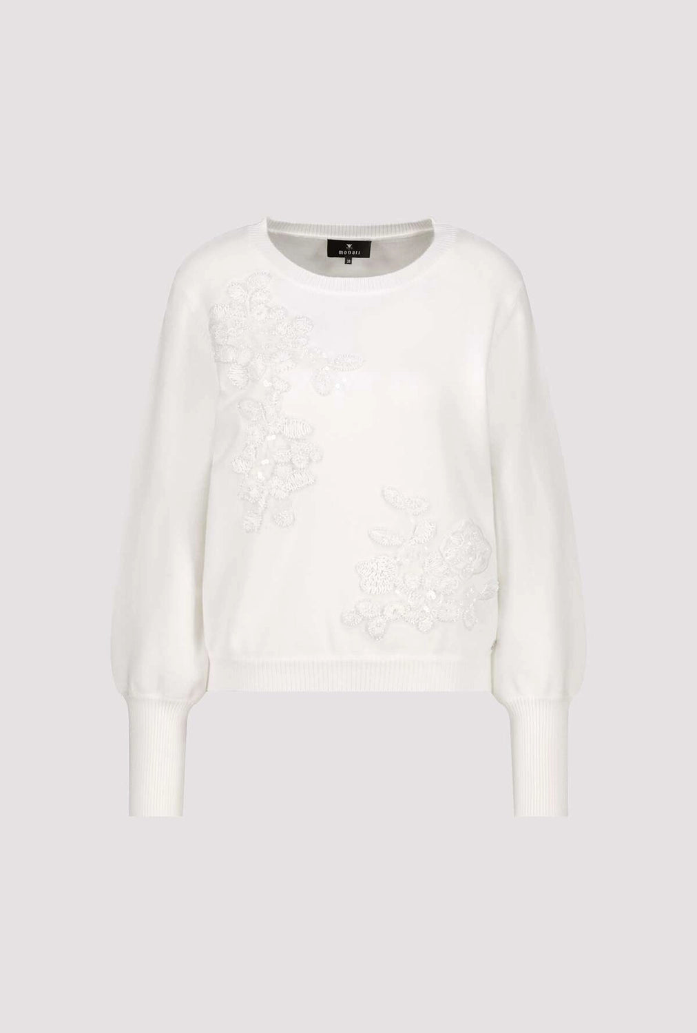 Monari Jumper With Decorative Applique in Off-White 809654