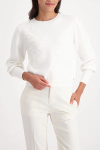 Monari Jumper With Decorative Applique in Off-White 809654