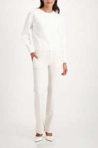 Monari Jumper With Decorative Applique in Off-White 809654