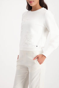 Monari Jumper With Decorative Applique in Off-White 809654