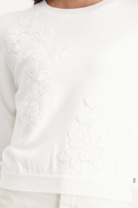 Monari Jumper With Decorative Applique in Off-White 809654