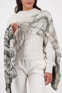 Monari Scarf With Gallery Pattern in Sage Pattern 809677